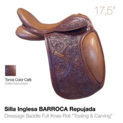 SILLA INGLESA BARROCA REPUJADA 17.5" CAFÉ/AVELLANA -