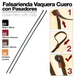 FALSARIENDA VAQUERA CUERO CON PASADORES - Color: Negro