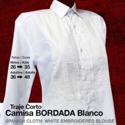 TRAJE CORTO CAMISA BORDADA BLANCO - Color: Blanco