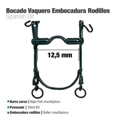 BOCADO VAQUERO B/CURVA EMBOCADURA RODILLOS 12.5cm -