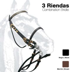 CABEZADA MONTAR CUERO 3-RIENDAS 1596 - Color: Negro