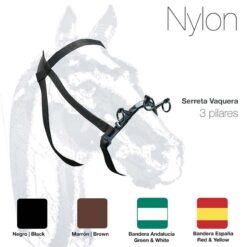 CABEZADA SERRETA VAQUERA 3-pilares NYLON - Color: Negro