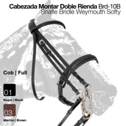 CABEZADA MONTAR DOBLE RIENDA BRD-10B - Color: Negro