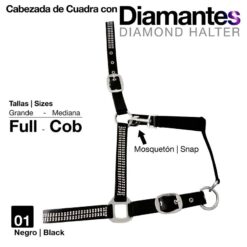 CABEZADA CUADRA CON DIAMANTES 5252 - Color: Negro
