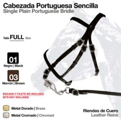 CABEZADA PORTUGUESA SENCILLA 327P3 - Color: Negro