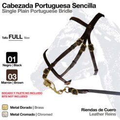 CABEZADA PORTUGUESA SENCILLA 327P3 - Color: Marrón