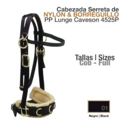 CABEZADA SERRETA DE NYLON & BORREGUILLO - Color: Negro
