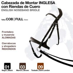 CABEZADA MONTAR INGLESA RIENDA CUERO - Color: Negro