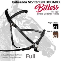 CABEZADA MONTAR SIN BOCADO BITLESS FULL - Color: Negro