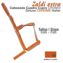 CABEZADA CUADRA CUERO CROMO ZALDI EXTRA -