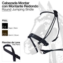 CABEZADA MONTAR MONTANTE REDONDO FULL - Color: Negro