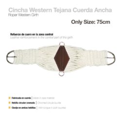 CINCHA WESTERN TEJANA CUERDA ANCHA 75cm -