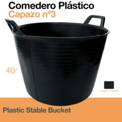 COMEDERO PLÁSTICO CAPAZO Nº3  40 litros NEGRO -