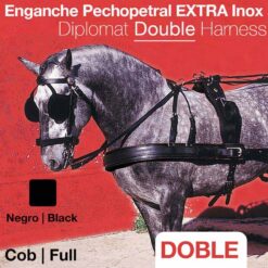 ENGANCHE PECHOPETRAL EXTRA INOX DOBLE NEGRO - Color: Negro