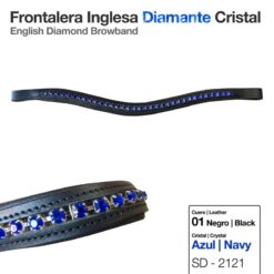 FRONTALERA INGLESA DIAMANTE CRISTAL AZUL NEGRO -