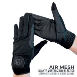 GUANTE MONTAR ZALDI ELÁSTICO AIR MESH - Color: Negro