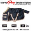 MANTA PONY ESTABLO NYLON 420D 200gr NEGRO - Talla: 70cm