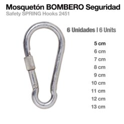 MOSQUETÓN BOMBERO SEGURIDAD 2451 6uds - Talla:5cm