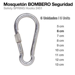 MOSQUETÓN BOMBERO SEGURIDAD 2451 6uds - Talla: 6cm