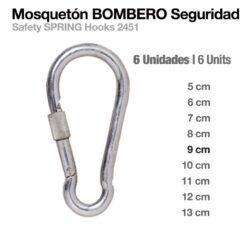 MOSQUETÓN BOMBERO SEGURIDAD 2451 6uds - Talla: 9cm