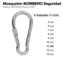 MOSQUETÓN BOMBERO SEGURIDAD 2451 6uds - Talla: 11cm