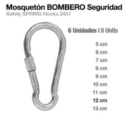 MOSQUETÓN BOMBERO SEGURIDAD 2451 6uds - Talla: 12cm