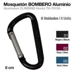 MOSQUETÓN BOMBERO ALUMINIO TH-7015A-8 6uds - Color: Negro