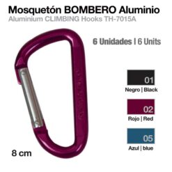 MOSQUETÓN BOMBERO ALUMINIO TH-7015A-8 6uds - Color: Burdeos