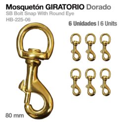 MOSQUETÓN GIRATORIO DORADO HB225-06 8cm 6uds -