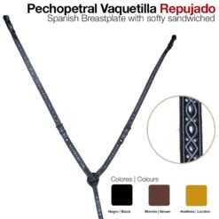 PECHOPETRAL VAQUETILLA REPUJADO - Color: Marrón