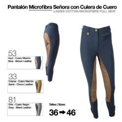 PANTALÓN MICROFIBRA/CUERO SEÑORA - Color: Marino/Marrón