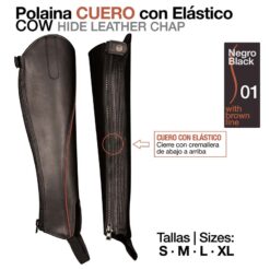 POLAINA CUERO C/ELÁSTICO HIDE W74 NEGRO - Talla: S
