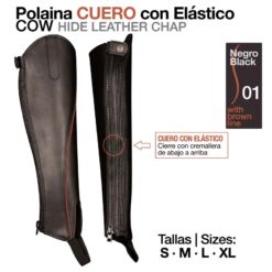 POLAINA CUERO C/ELÁSTICO HIDE W74 NEGRO - Talla: XL