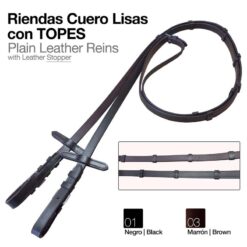 RIENDAS CUERO LISAS CON TOPES - Color: Marrón