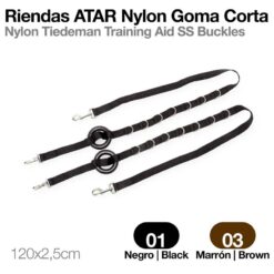RIENDAS ATAR NYLON GOMA CORTA NEGRO - Color: Negro