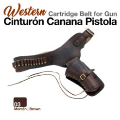 CINTURÓN CANANA PISTOLA WESTERN MARRÓN -