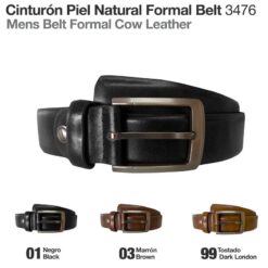 CINTURÓN PIEL NATURAL FORMAL BELT 3476 - Color: Negro