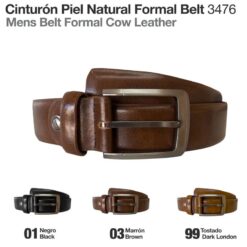 CINTURÓN PIEL NATURAL FORMAL BELT 3476 - Color: Marrón