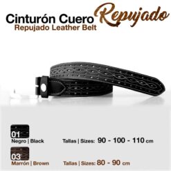 CINTURÓN CUERO REPUJADO - Color: Negro