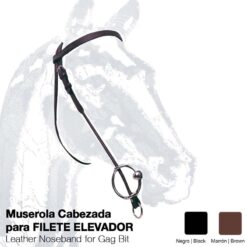 MUSEROLA CABEZADA FILETE ELEVADOR - Color: Marrón