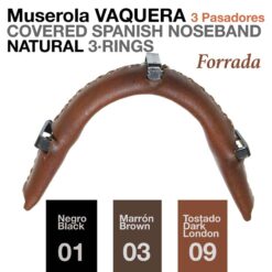 MUSEROLA VAQUERA 3 PASADORES FORRADA - Color: Tostado