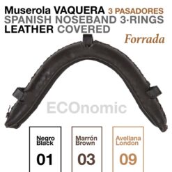 MUSEROLA VAQUERA ECO 3 PASADORES FORRADA - Color: Tostado