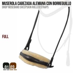 MUSEROLA CABEZADA ALEMANA CON BORREGUILLO SLT/110 - Color: Negro