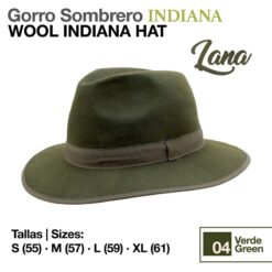 GORRO SOMBRERO INDIANA LANA VERDE - Color: Verde