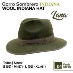 GORRO SOMBRERO INDIANA LANA VERDE - Color: Verde