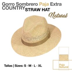 GORRO SOMBRERO PAJA EXTRA COUNTRY NATURAL - Talla: M
