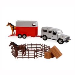 JUGUETE: COCHE LAND ROVER CON VAN & CABALLOS & CER -