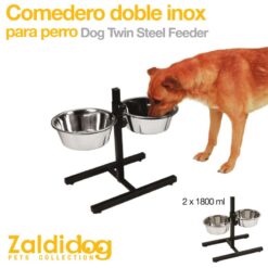 PERRO COMEDERO DOBLE INOX 2 x 1800ml -