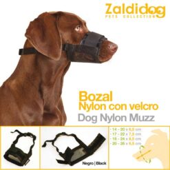 PERRO BOZAL NYLON CON VELCRO - Tamaño: 20-26cm x 9.5cm