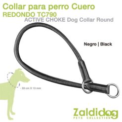 PERRO COLLAR CUERO REDONDO TC790 33cm X 13mm NEGRO -